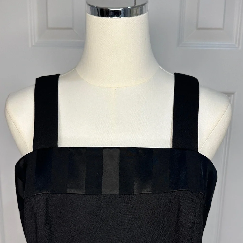 AV Vilento Vintage Black Tuxedo Satin Trim Evening Peplum 2-Piece Suit Size 12